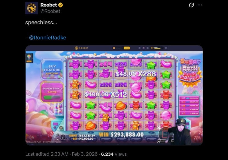 Twitter 342K Roobet Super Spin Win